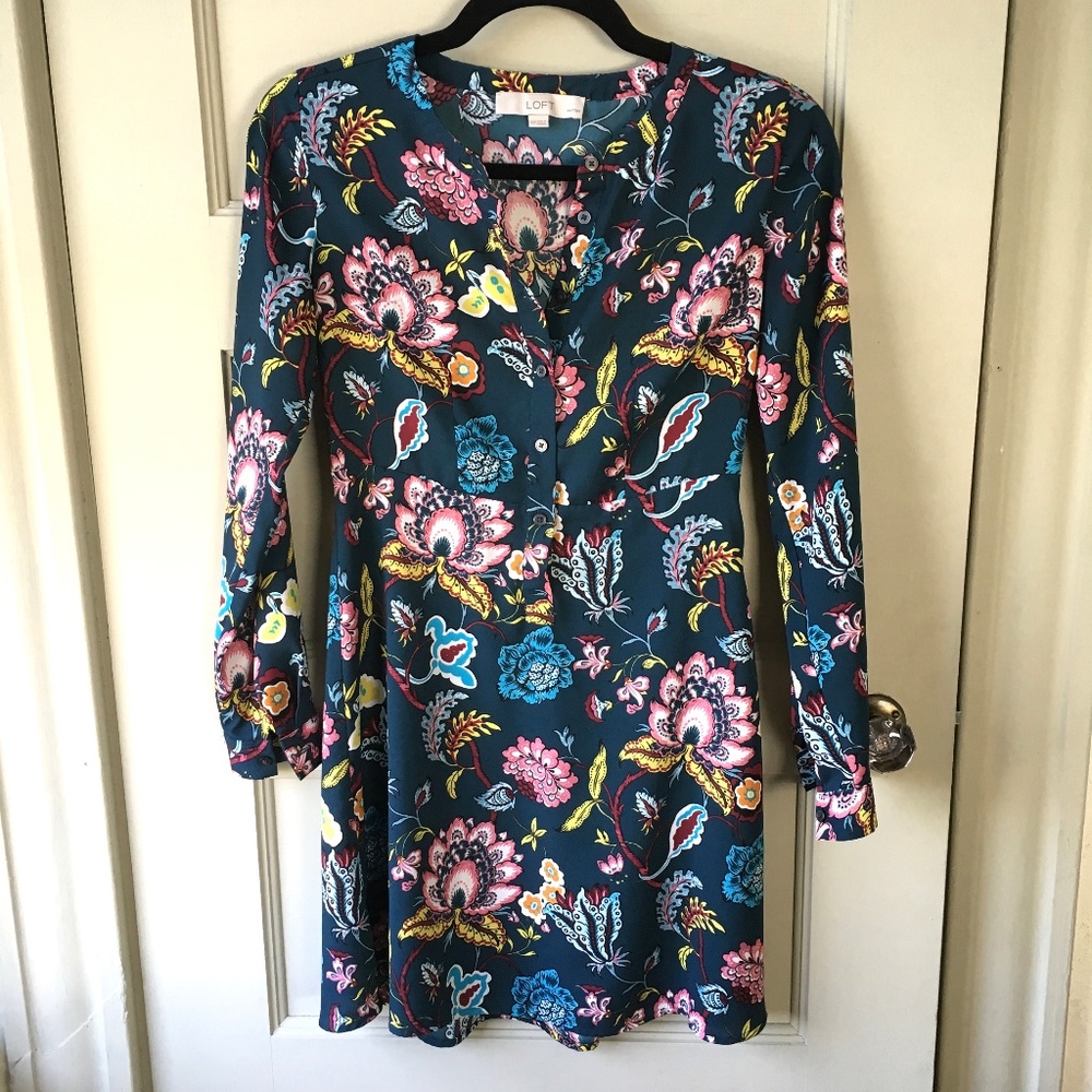 LOFT Garden Shirtdress in Deep Sea Teal